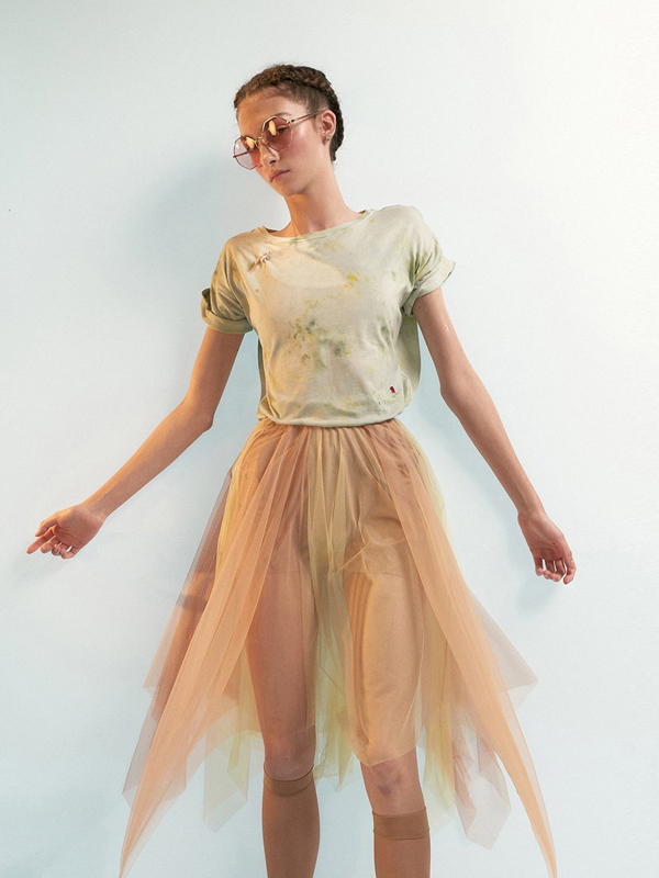 JAC_8 PANNEL bicolor long tulle skirt 221SK21PN_Citrus/Nude