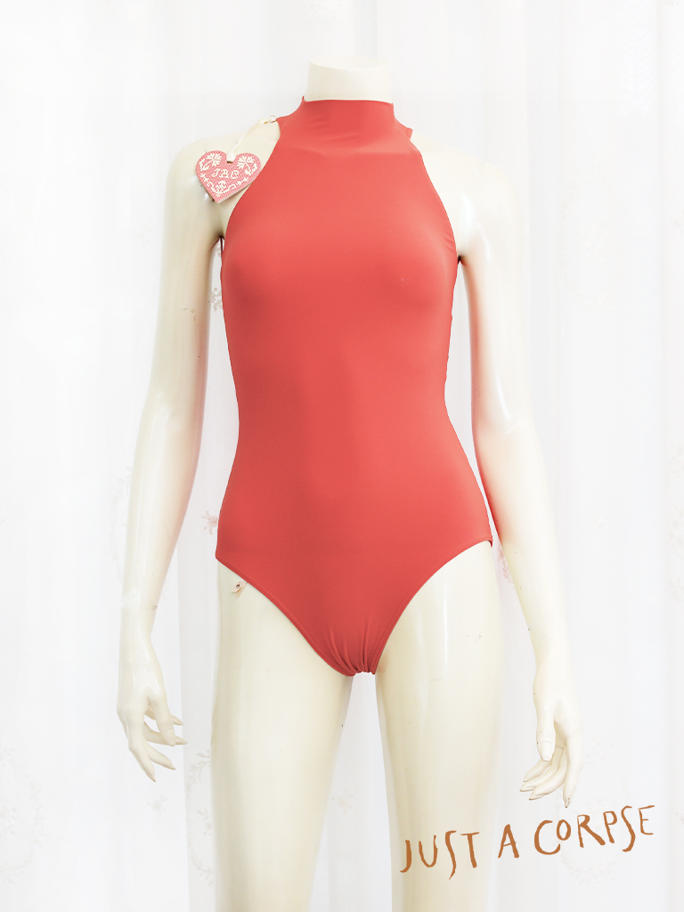 JAC_CHOKER turtleneck leotard - Crimson