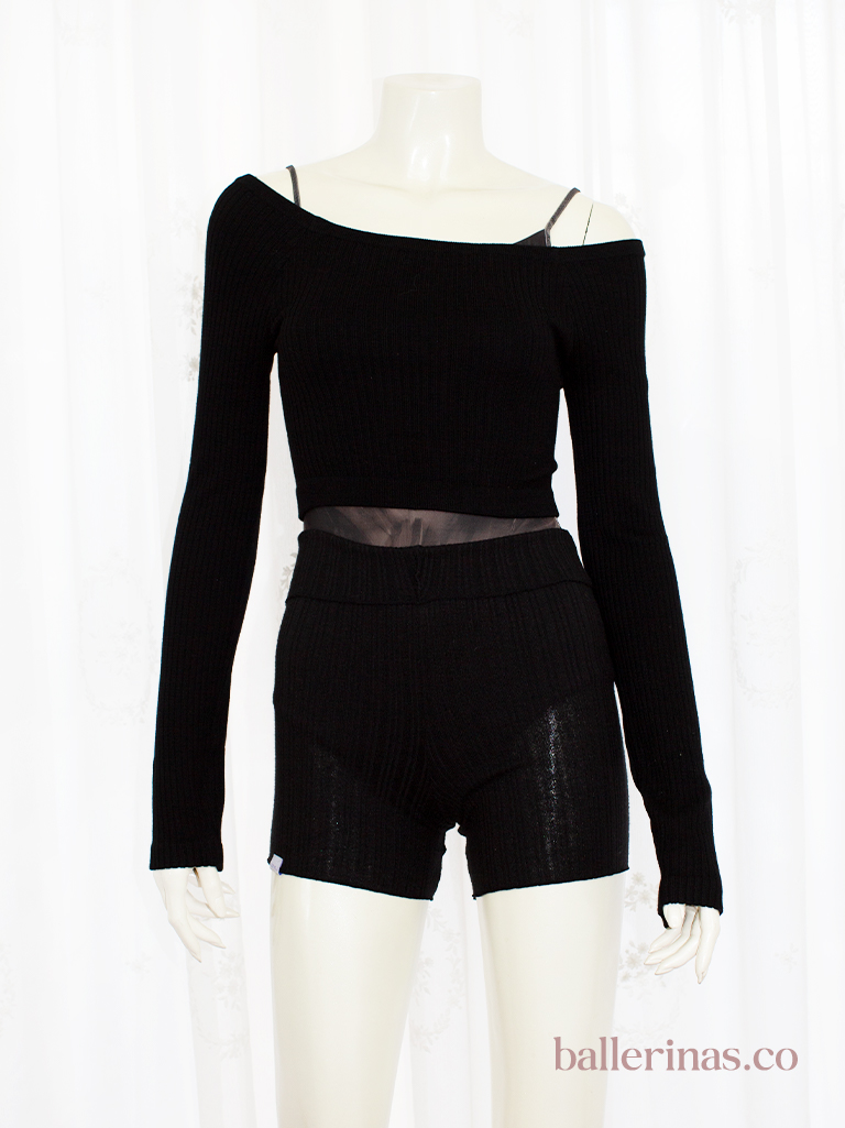 B4A12_knit crop ballet sweater