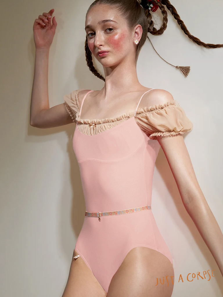 JAC_HEIDI'S off-shoulder camisole leotard - Baby Blush