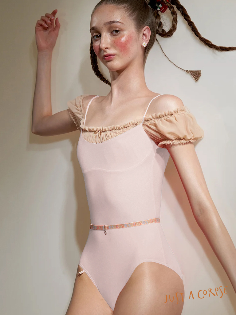 JAC_HEIDI'S off-shoulder camisole leotard-Pearl blush