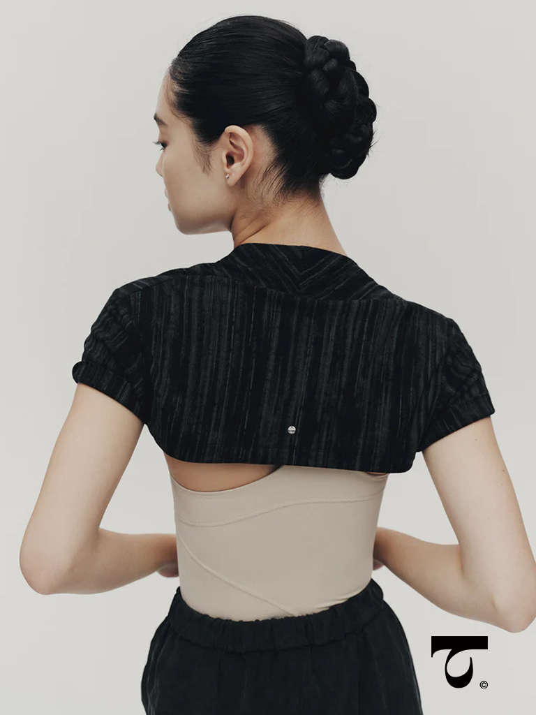 Typha_Short Sleeve Textured Stripe Shrug