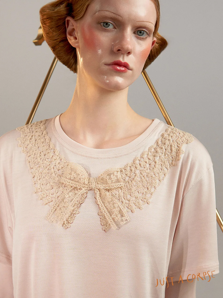 JAC_LACE CROCHET tencel T-shirt